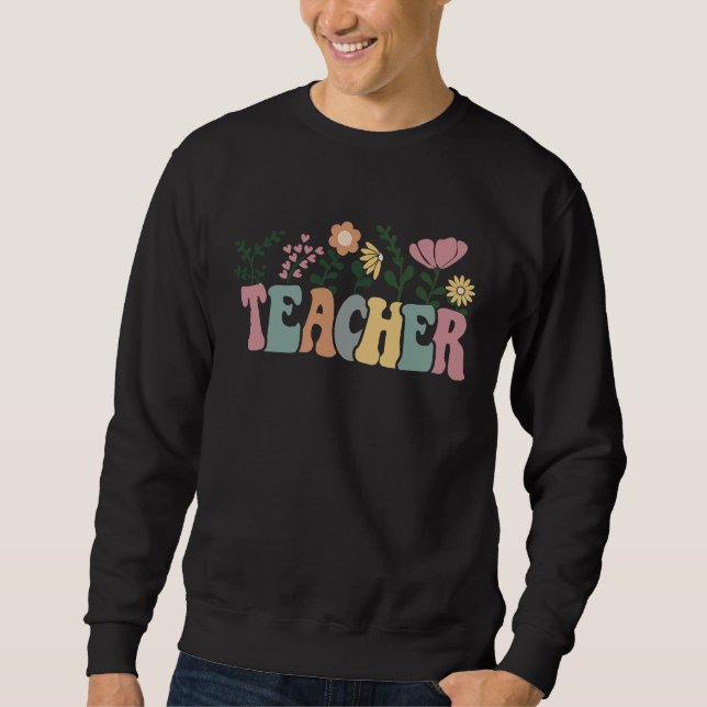 Moletom Cute Pastel Happy Teacher Educator Garden Of Flowe (Frente)