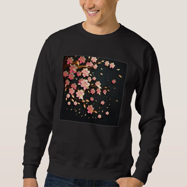Moletom Cute Pink Cherry Blossom Illustration Flowers Mini (Frente)