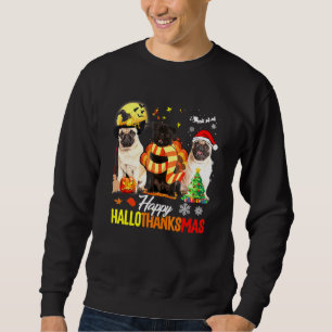 Moletom Cute Pug Feliz Hallothanksmas Dia das Bruxas Ação