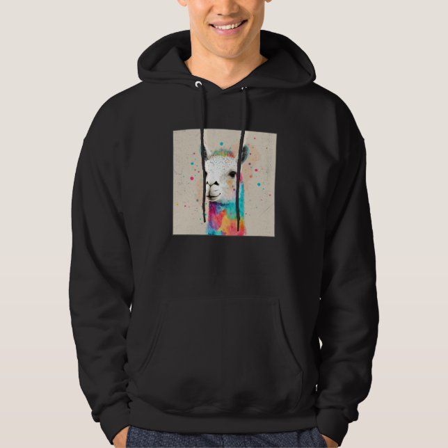 Moletom Cute Rainbow Llama Paint Splatter Illustration Col (Frente)