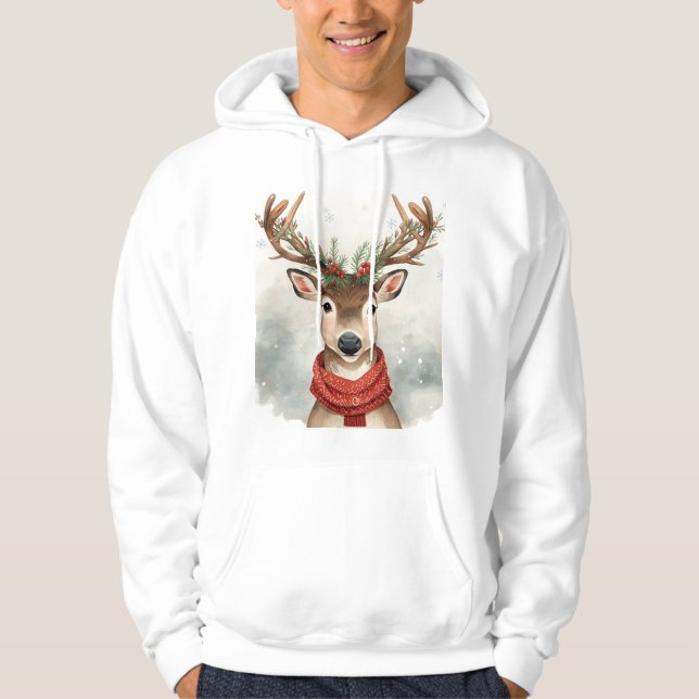 Moletom Cute Reindeer Christmas Hoodie,Cozy Festive Winter (Frente)