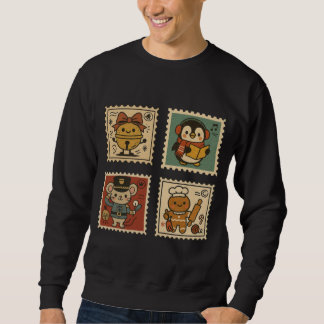 Moletom Cute Retro Christmas Stamp Collage Men’s