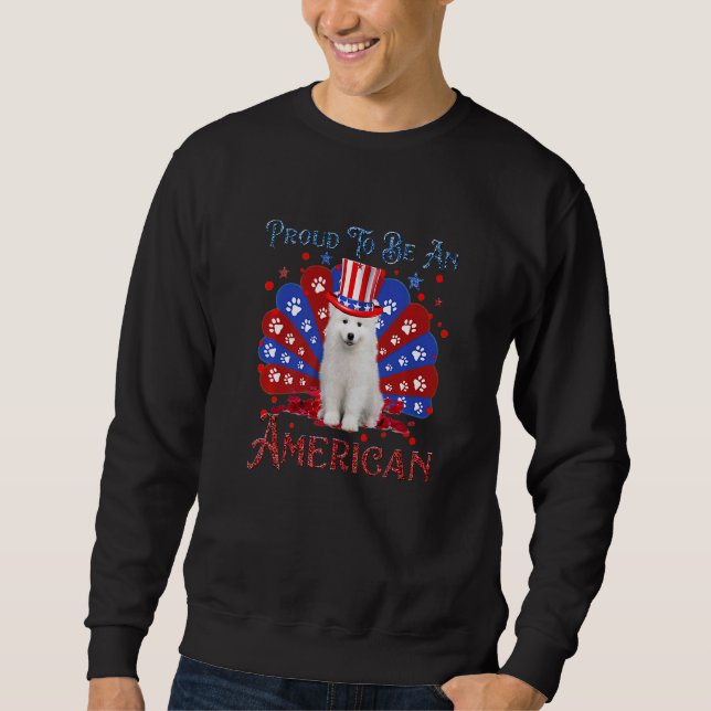 Moletom Cute Samoyed Flag Feliz 4 De Julho (Frente)