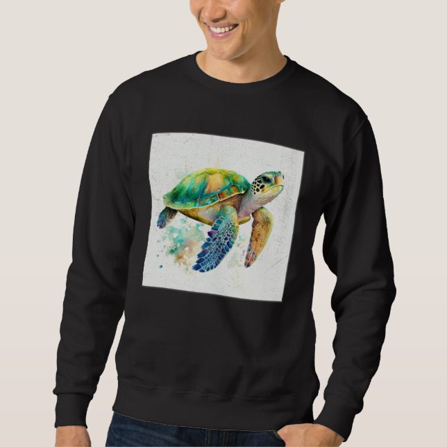 Moletom Cute Sea Turtle Paint Splatter Illustration Colorf (Frente)