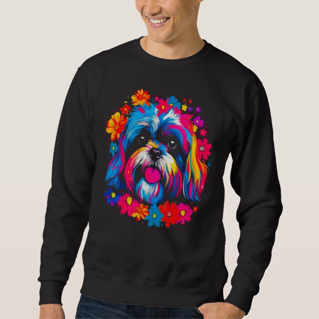 Moletom Cute Shih Tzu Dog Flowers (Frente)
