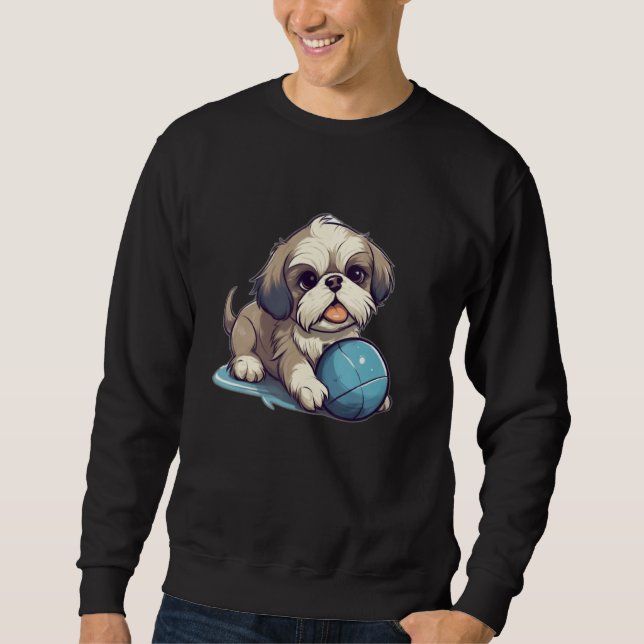 Moletom Cute Shih Tzu With Blue Ball for Dog (Frente)