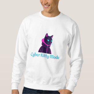 Moletom Cyber Cat Vibes - Neon Glitch Aestic Design