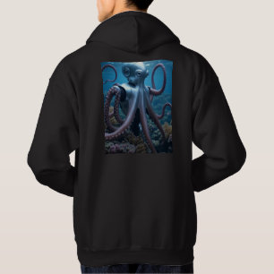 Moletom Cyber Octopus, homens negros, camisola preta