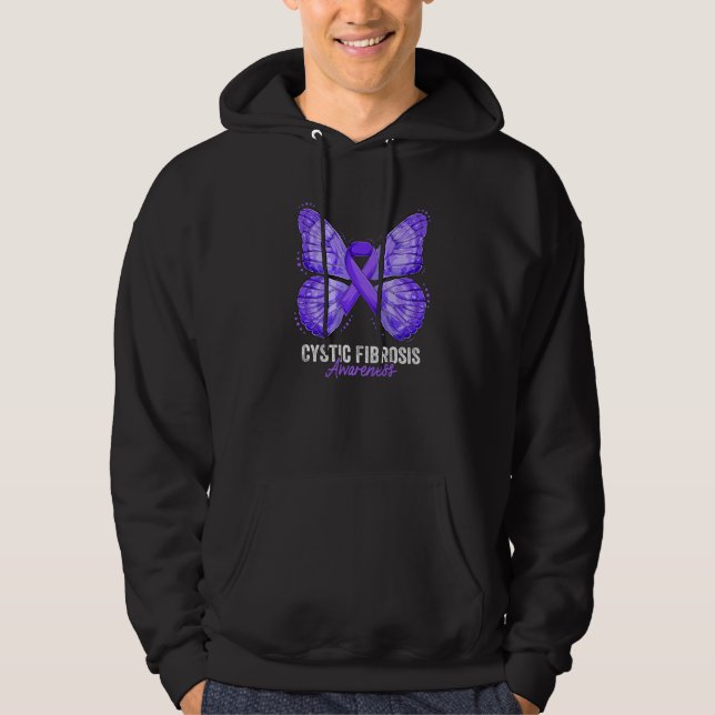 Moletom Cystic Fibrosis Awareness Month Butterfly Purple R (Frente)