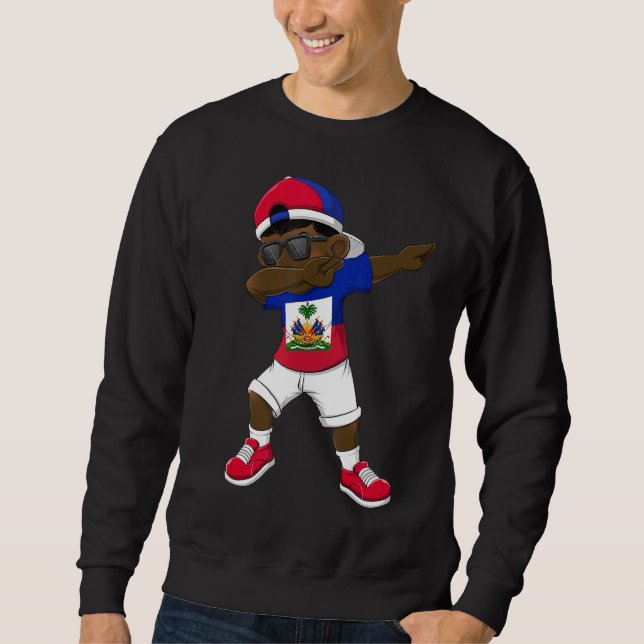 Moletom Dab Dance de Crianças de Bandeiras Haitianas (Frente)