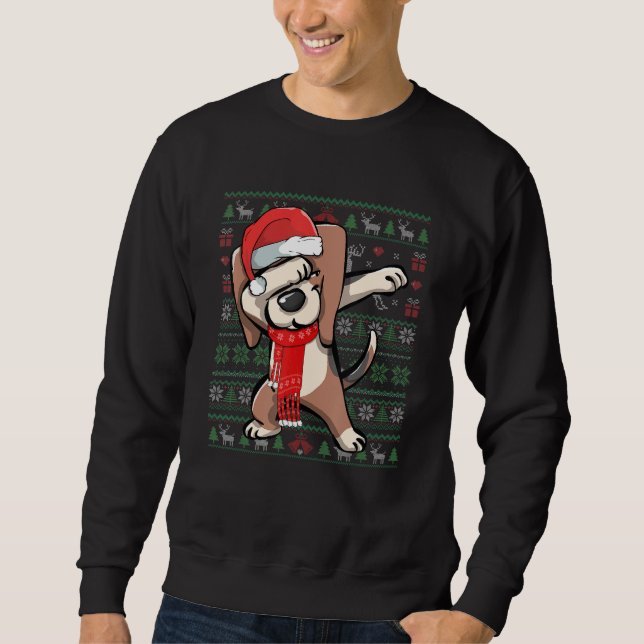 Moletom Dabbing Beagle Ugly Christmas Sweater Festa Engraç (Frente)