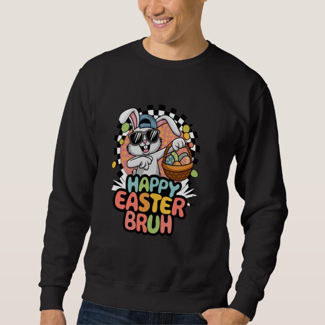 Moletom Dabbing Bunny Páscoa Bruh Meme Engraçado Dizendo A (Frente)