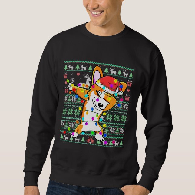 Moletom Dabbing Corgi Fairy Luzes Feias De Natal Feias (Frente)