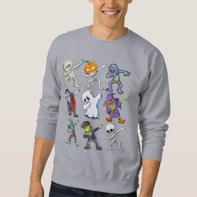 Moletom Dabbing Halloween Boys Skeleton Zombie Mummy (Frente)