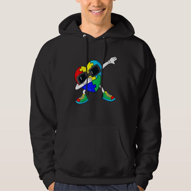 Moletom Dabbing Heart Quebra-cabeça, peças Autism Dab Boys (Frente)
