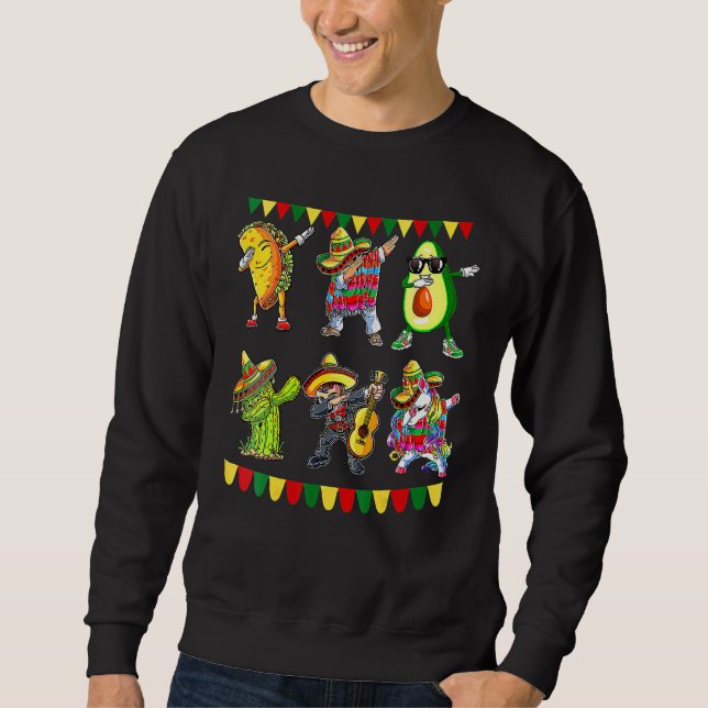 Moletom Dabbing mexicano Poncho Cinco De Mayo Taco Avocado (Frente)