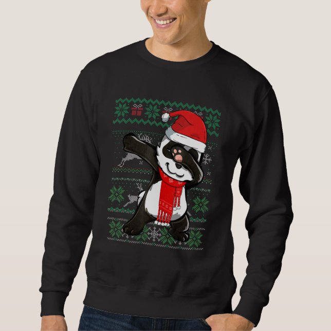 Moletom Dabbing Panda Ugly Christmas Sweater Festa Engraça (Frente)
