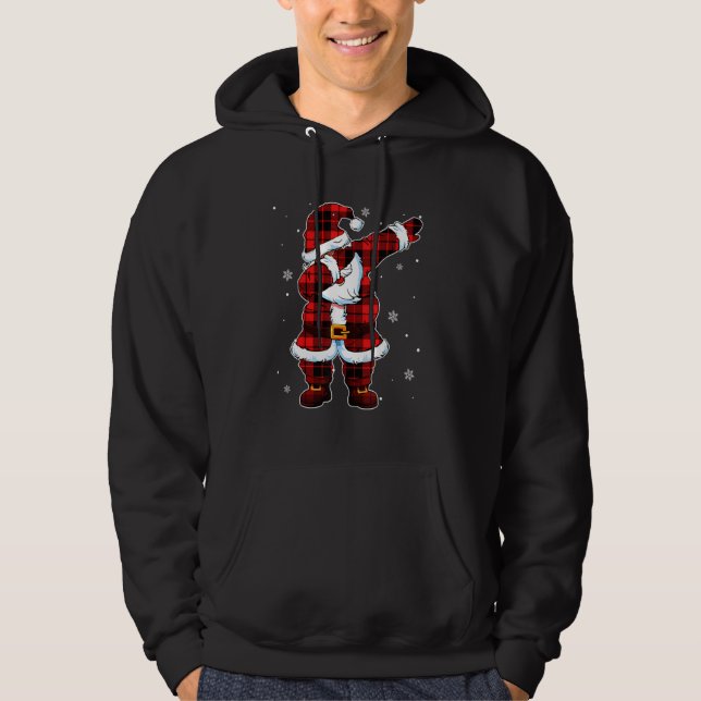 Moletom Dabbing Santa Claus  Christmas Plaid Red Santa Cos (Frente)