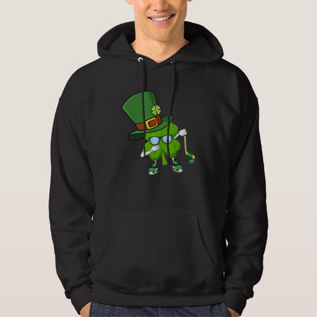 Moletom Dabbing Shamrock HOCKEY St Patricks Day Men Women  (Frente)