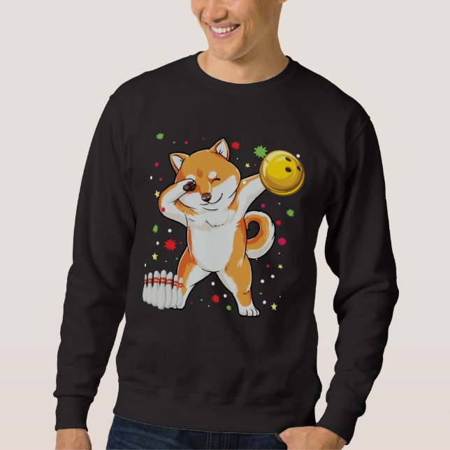 Moletom Dabbing Shiba Bowling   Bowling  Boy Girl (Frente)