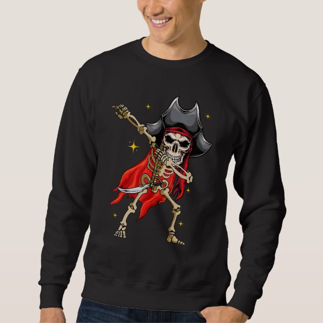Moletom Dabbing Skeleton Pirate Halloween Kids Jolly Roger (Frente)