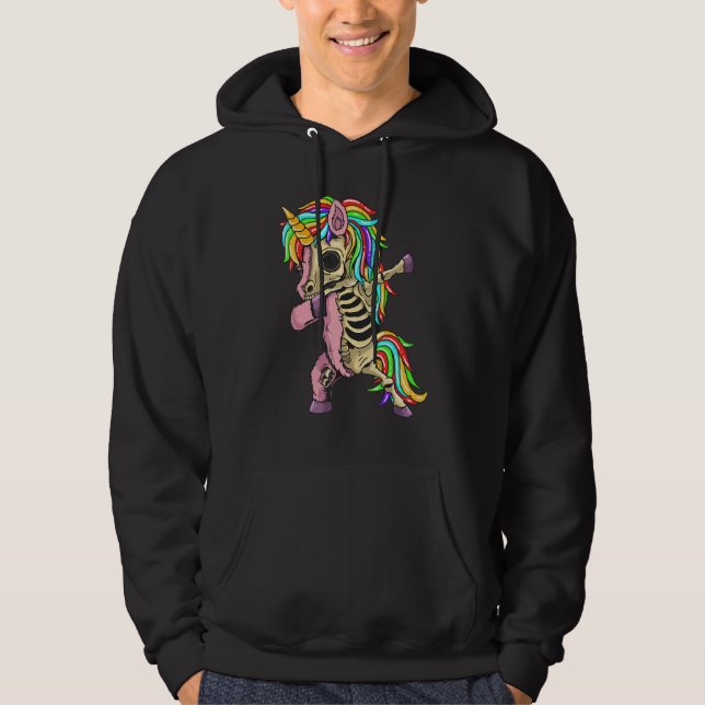 Moletom Dabbing Unicorn Skeleton Halloween for Boys Kids (Frente)