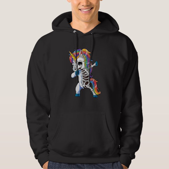 Moletom Dabbing Unicorn Skeleton Skulls Halloween Boys Gir (Frente)