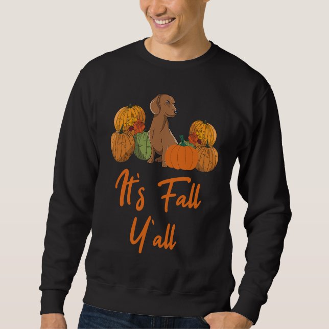Moletom Dachshund Autumn Fall Season Leopard Pumpkin Dog (Frente)