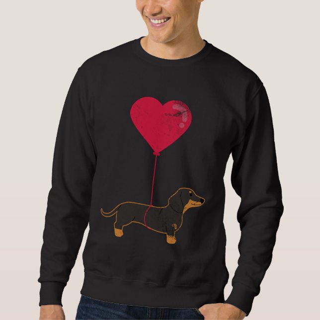 Moletom Dachshund Balloon Heart Weenie Dog Valentine s Day (Frente)