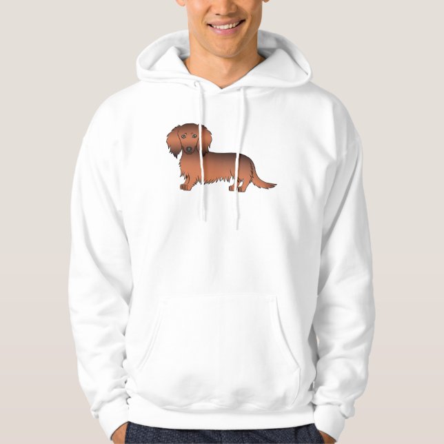 Moletom Dachshund Cartoon Cute de Pelo Longo e Cor Sable V (Frente)