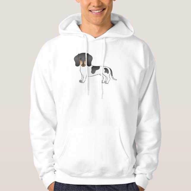 Moletom Dachshund de Cabelo Curto Preto e Bege Malhado em  (Frente)