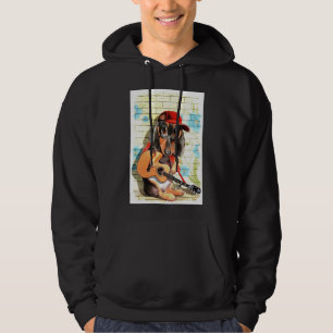 Moletom Dachshund Dog Art Com Violão E Chapéu
