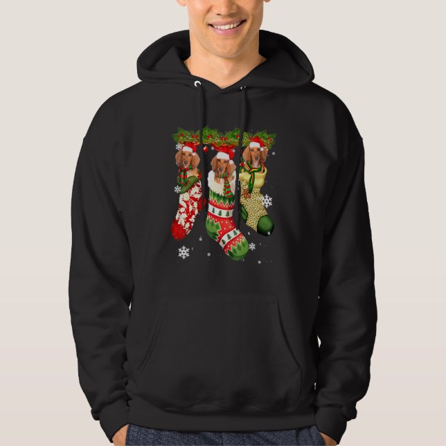 Moletom Dachshund Em Sock Natal Santa Hat Cachorro (Frente)