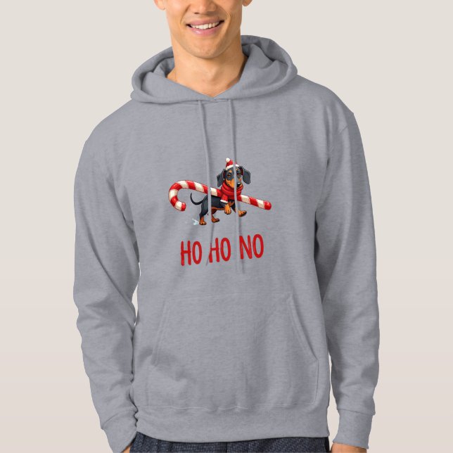 Moletom Dachshund Ho Ho No Funny Christmas Hoodie (Frente)