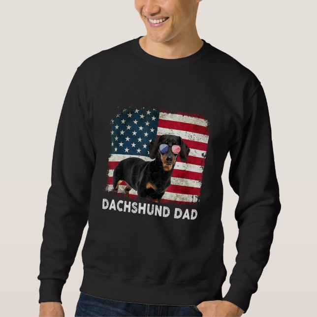 Moletom Dachshund Pai American Flag Em 4 De Julho (Frente)