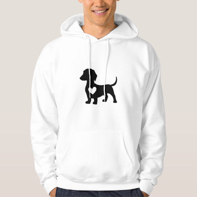 Moletom Dachshund Silhouette com Coração (Frente)