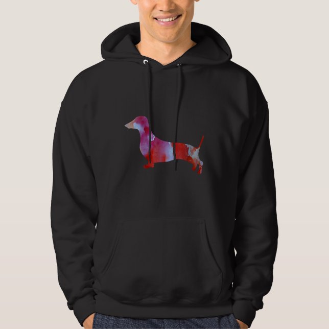 Moletom Dachshund Watercolor Art Rosa (Frente)