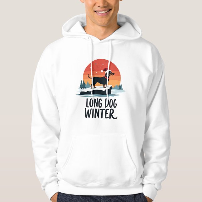Moletom Dachshund Winter Sunset Design with Long Dog (Frente)