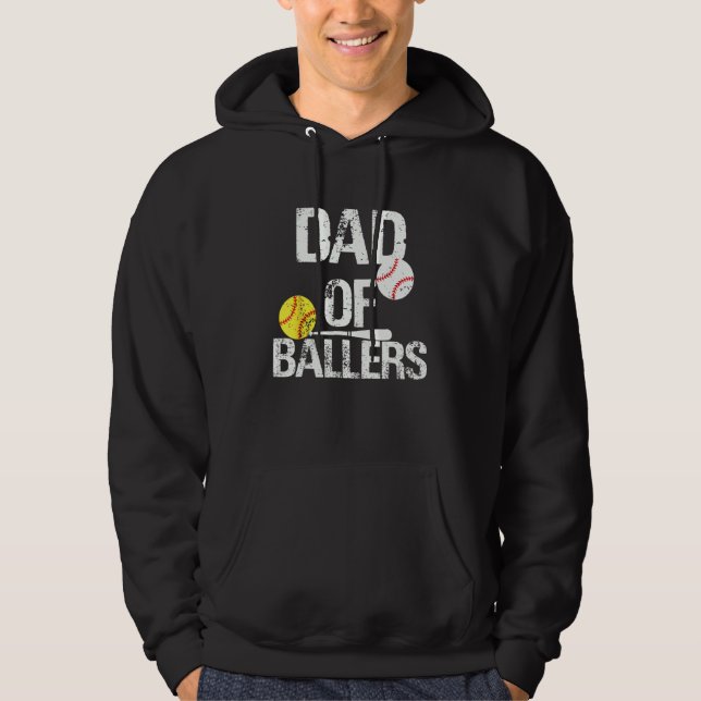Moletom Dad of Ballers Dad of Baseball And Softball Player (Frente)