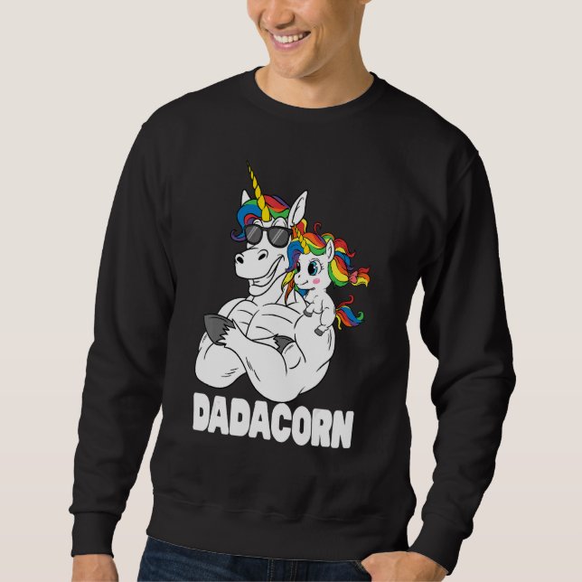Moletom Dadacorn Muscle Unicorn Pai Com Sol Filha De Bebê (Frente)