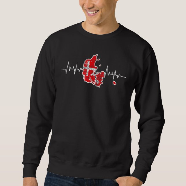 Moletom Danish Flag Heartbeat Dinamarca (Frente)