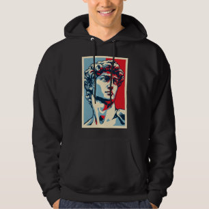 Moletom David Michelangelo em Pop Art: Retrato Azul-Vermel