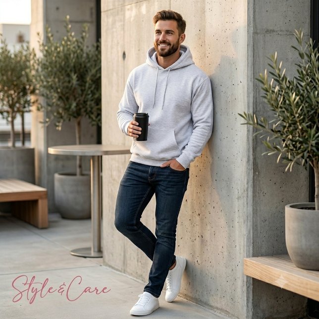 Moletom de Cinza Sólido para Homens Projetado para (Solid Ash Hoodie for Men Designed for Daily Wear)