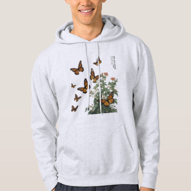 Moletom 🌹 de flores de borboleta (Frente)