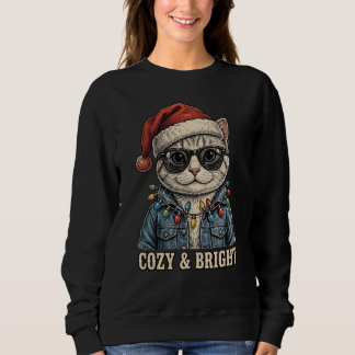 Moletom de Gato de Natal Aconchegante e Brilhante