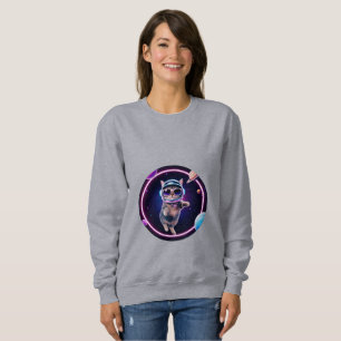 Moletom de Gato Espacial Neon – Brilho Felino Cósm