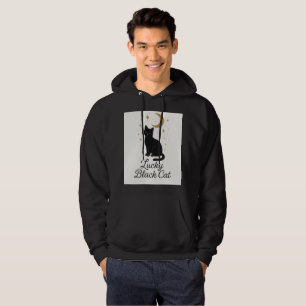 Moletom de Gato Preto Sortudo Desenho de Lua Mís