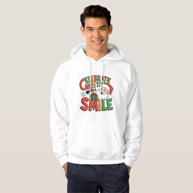 Moletom de Natal com Sorriso de Papai Noel para Fa (Frente Completa)