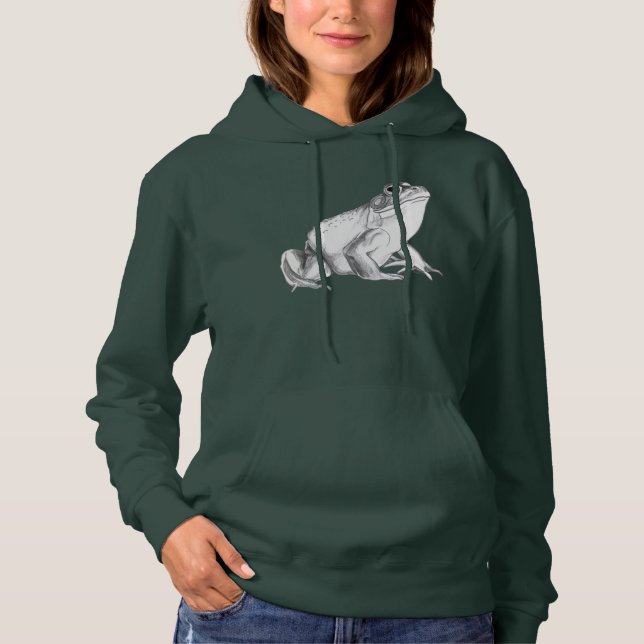 Moletom de Sapo Camisa com Capuz de Rã Feminina (Frente)