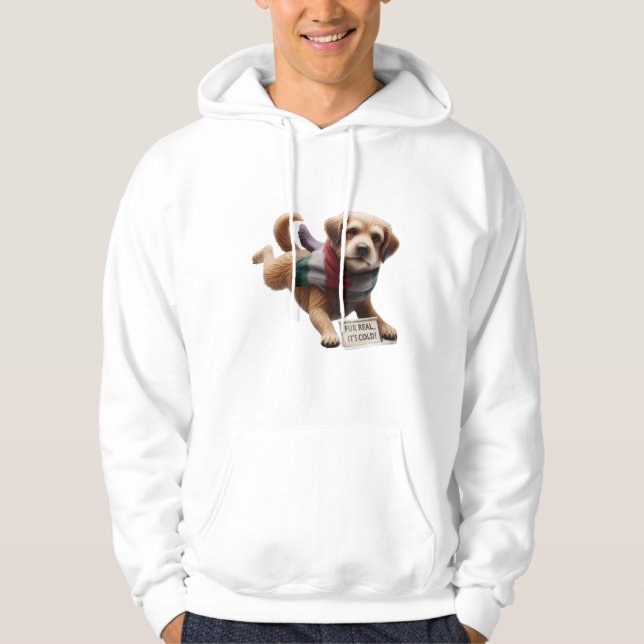 Moletom "De Verdade, Está Frio! Cachorro Engraçado com Cac (Frente)